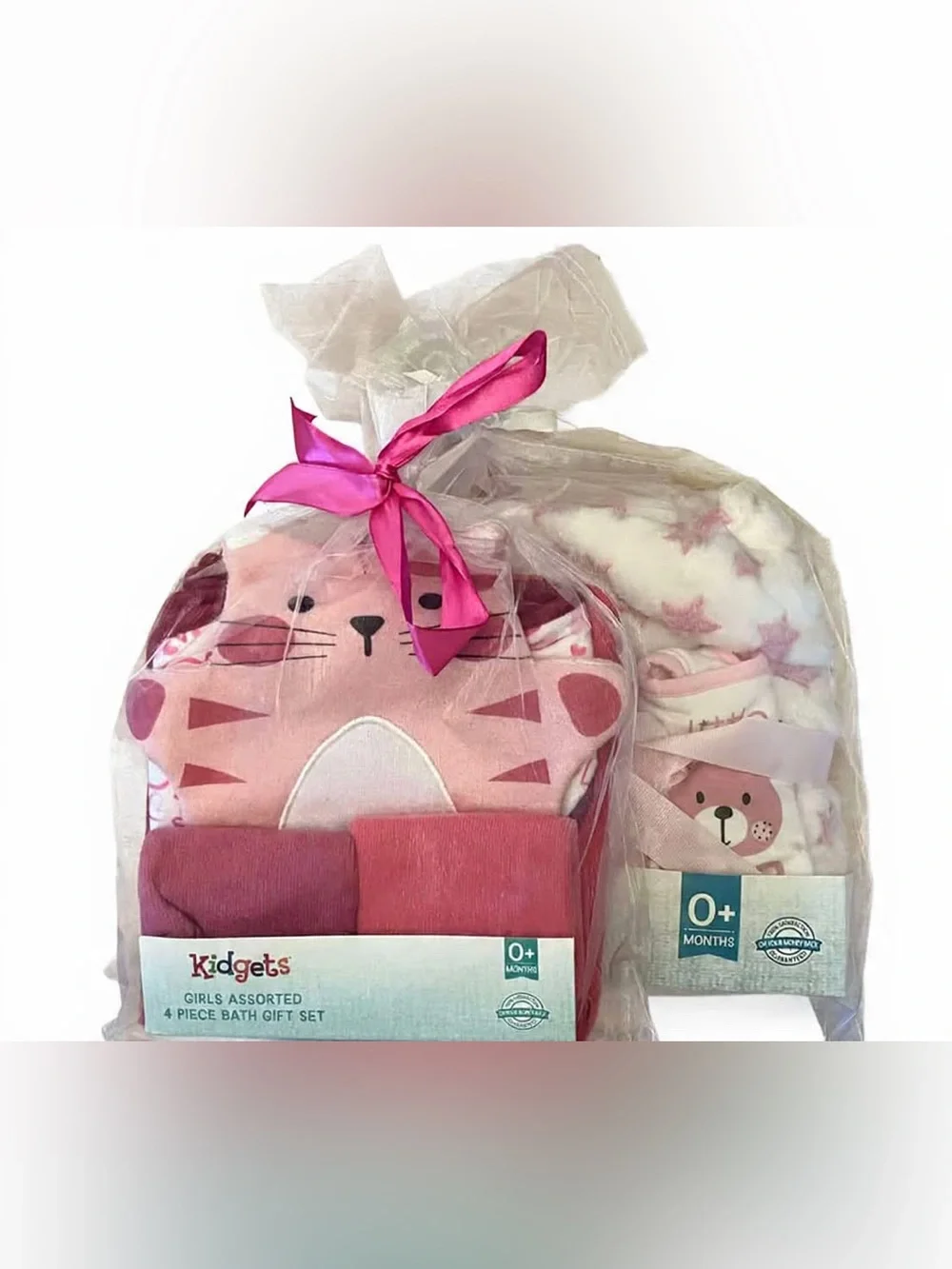 New Baby Bath Gift Set – 7 Piece Pink Baby Girl Bundle | Hooded Towel, Blanket,